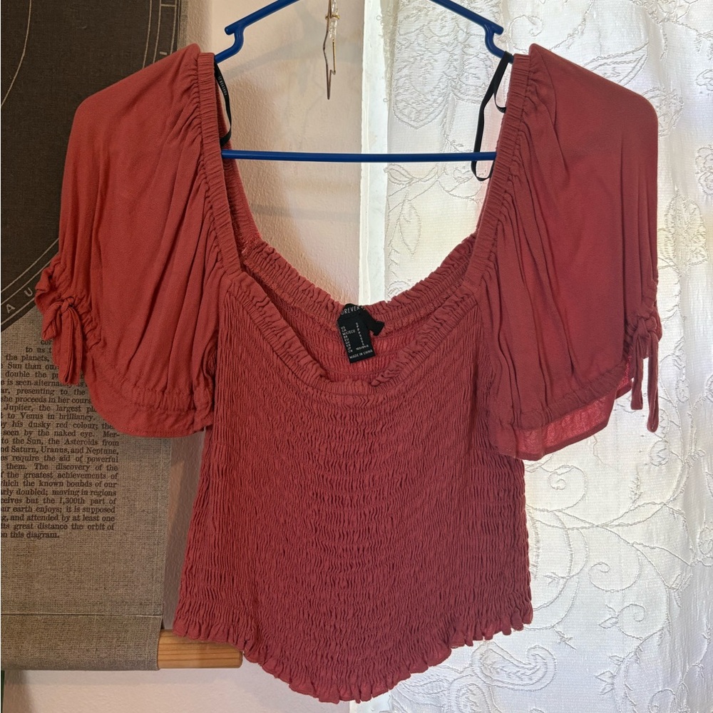 Forever 21 Terracotta Smocked Blouse